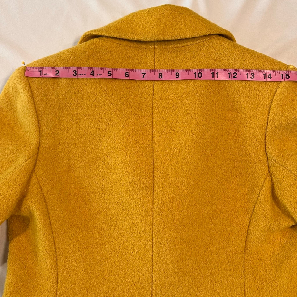 Sam Edelman | Mustard Ochre Wool Blend Walker Coat XS | Tailored Minimal Luxe - Picture 11 of 12